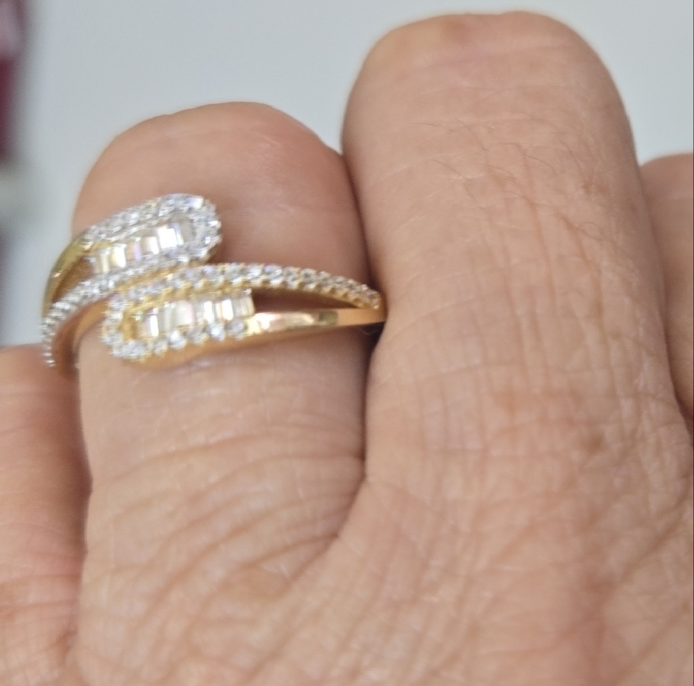 Gold and Silver Women's Crossover Ring